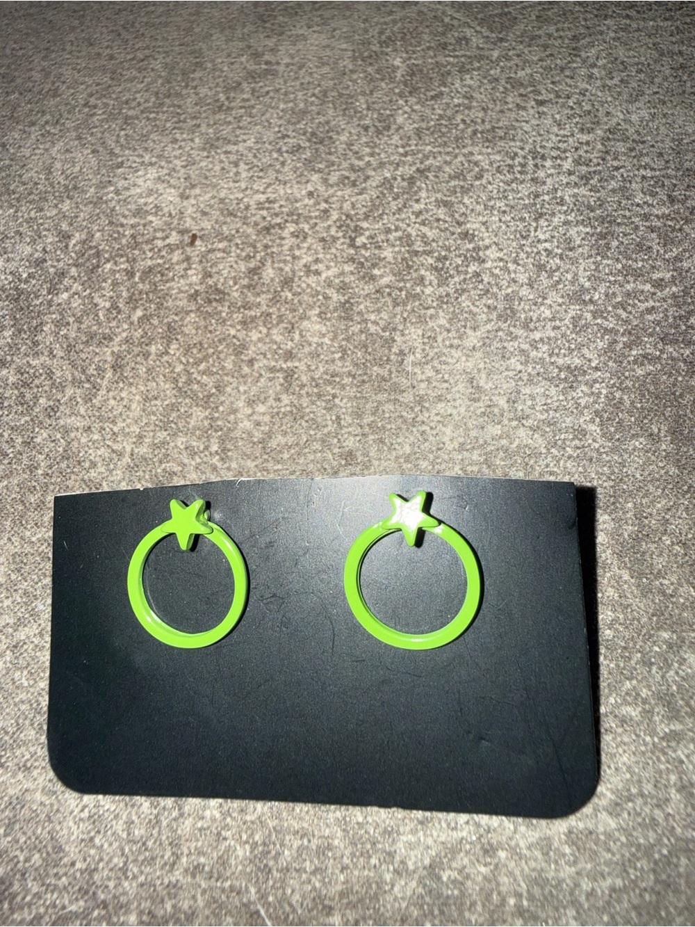Girls Neon Green Star Hoop Earrings